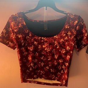 Crushed Velvet Floral Crop Top